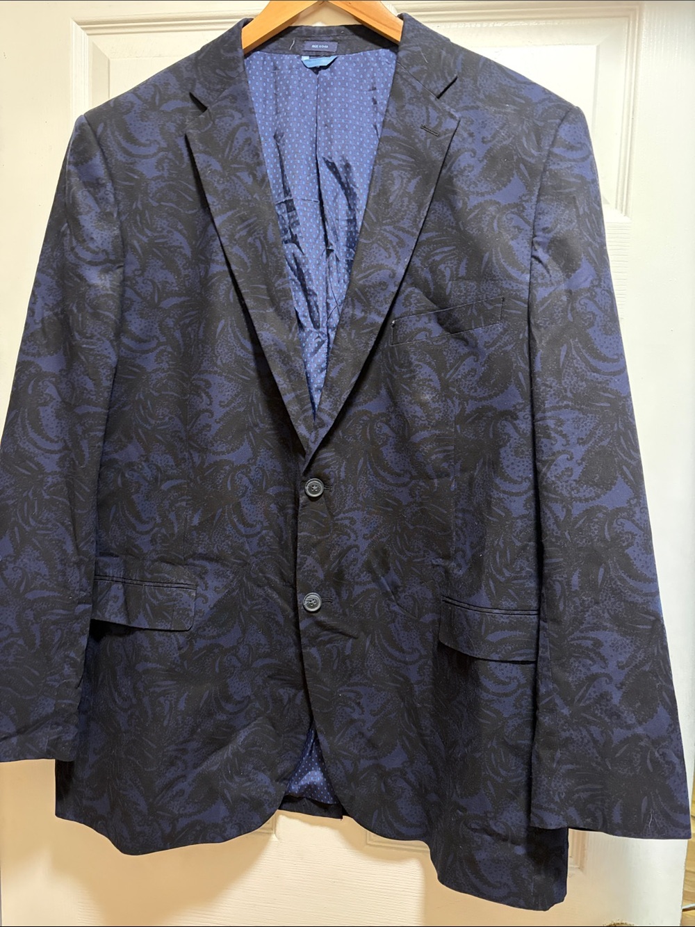 Men's Navy & Black Paisley Blazer - Unbranded